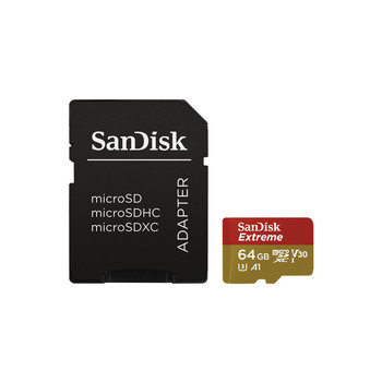 SanDisk Extreme microSDXC 64 GB 170 MB/s & 80MB/s, A2 C10 V30 UHS-I U3 + SD Adapter
