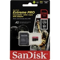 SanDisk Extreme Pro microSDXC 256 GB 170 MB/s A2 C10 V30 UHS-I U3, Adaptér